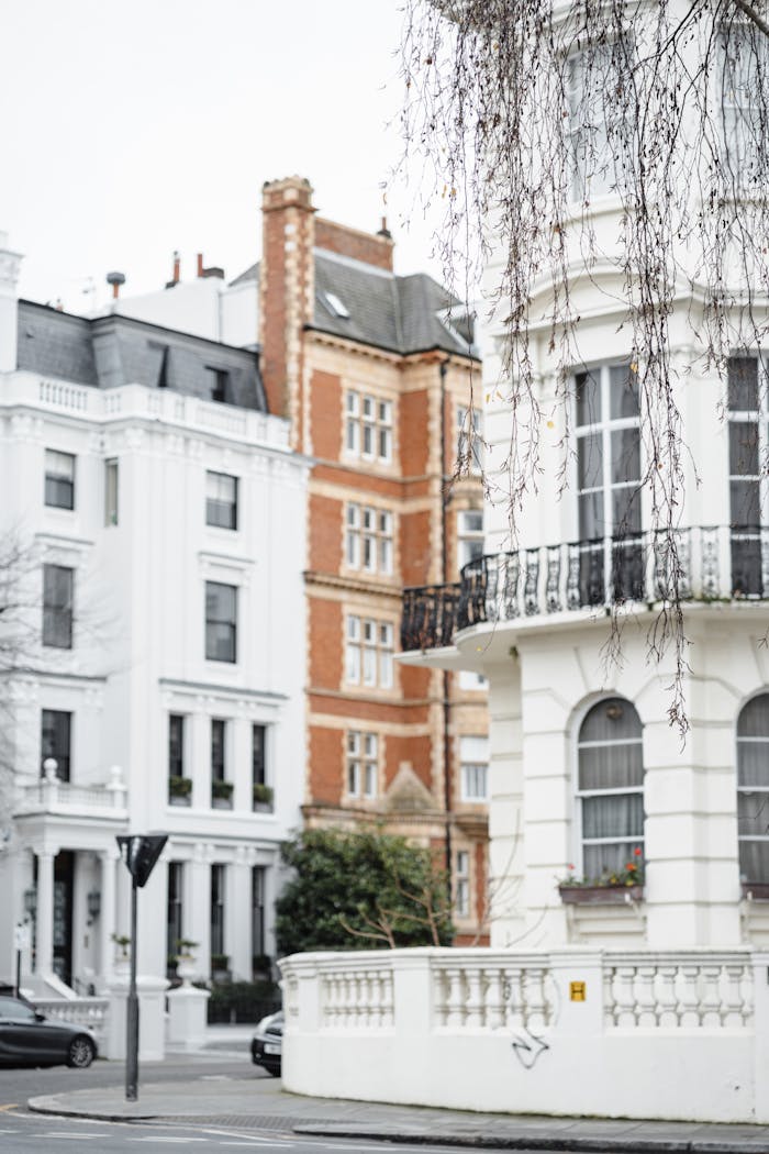 Quaint London street featuring stunning Victorian architecture, showcasing historical charm.